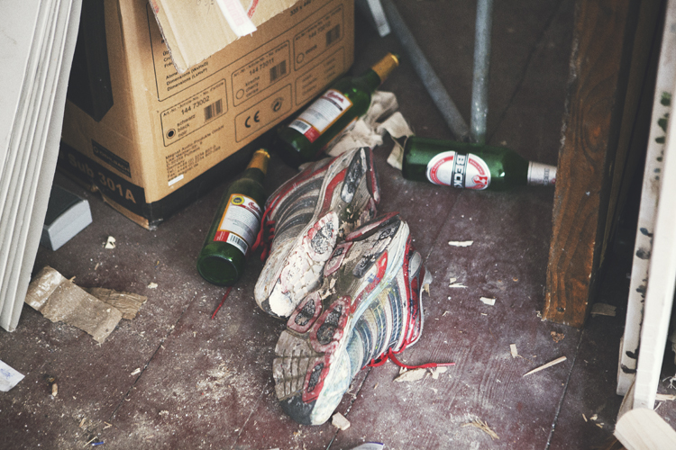 Sneakers and beer bottles at Jonas Hofrichter's studio. Photo Erika Svensson