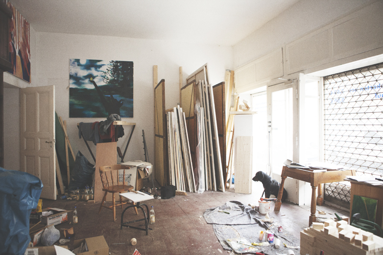 Paintings at Jonas Hofrichter's studio. Photo Erika Svensson
