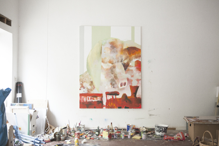 Painting at Jonas Hofrichter's studio. Photo Erika Svensson