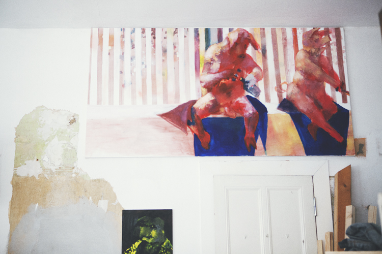 Paintings at Jonas Hofrichter's studio. Photo Erika Svensson