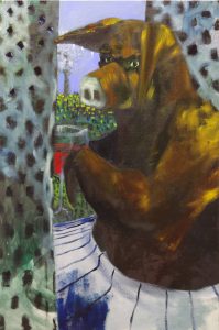 Schwein auf dem Fensterbrett (pig on the window sill) by Jonas Hofrichter, 2015