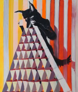 Wolf mit Kartenhaus (wolf with house of cards) by Jonas Hofrichter, 2015
